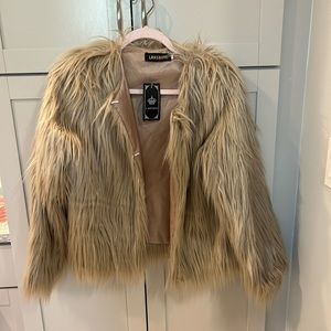 Furry tan coat